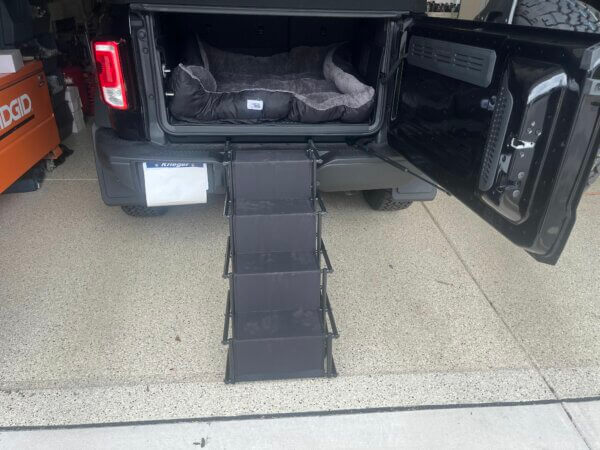 Compact but sturdy dog steps for large dogs accessing SUVs
